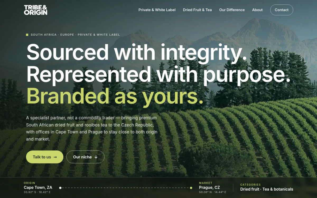 Tribe & Origin website